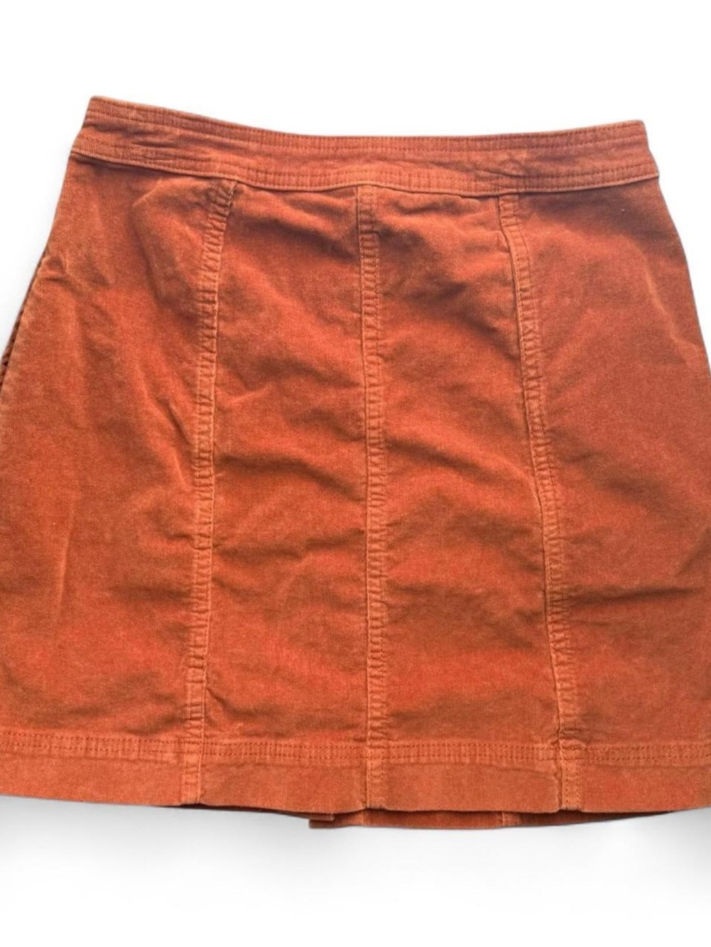 Orange Corduroy Button Front High Waist Mini Skirt Size 6 - Picture 5 of 5